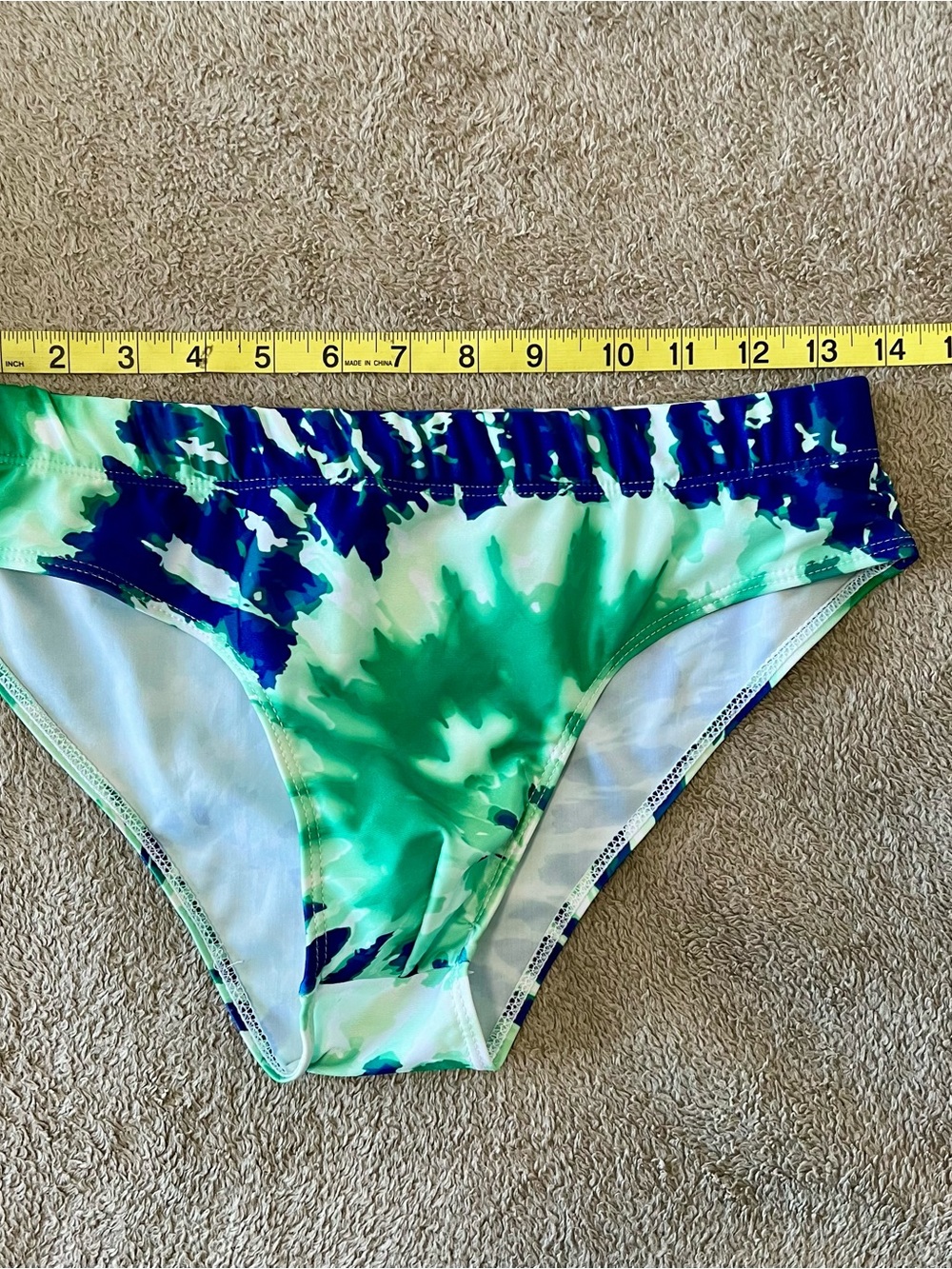Men's Tie-Dye Blue & Green Swim Briefs - Picture 4 of 5